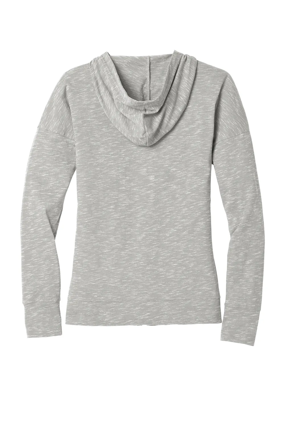 District Womens Medal Full Zip Hooded Sweatshirt Hoodie w/ Pockets - Light Grey