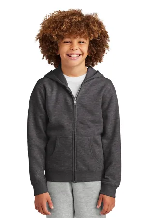 District Youth V.I.T. Fleece Full Zip Hooded Sweatshirt Hoodie w/ Pockets - Heather Charcoal Grey