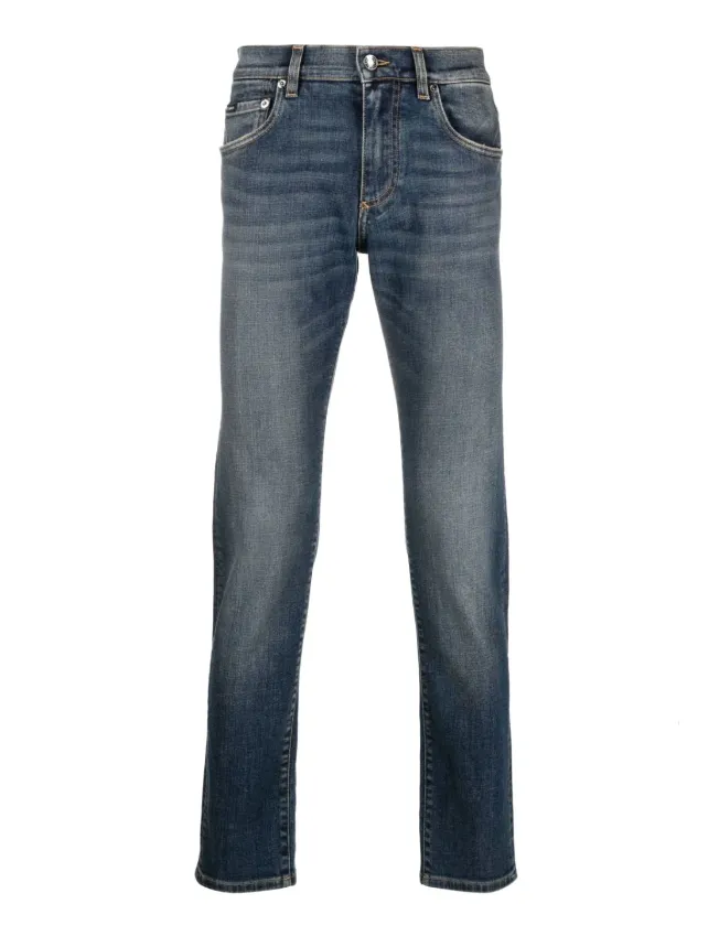 Dolce & Gabbana light blue wash slim-fit stretch jeans