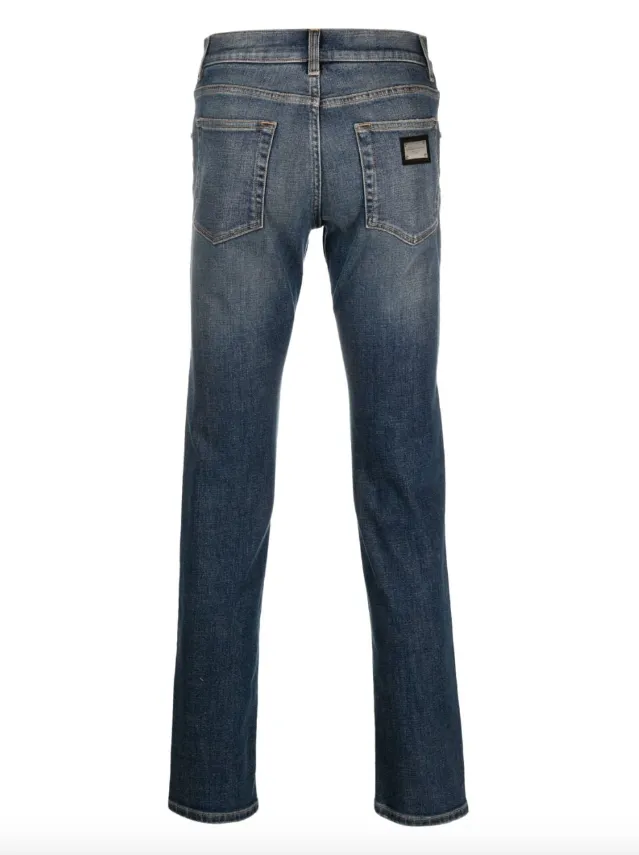 Dolce & Gabbana light blue wash slim-fit stretch jeans