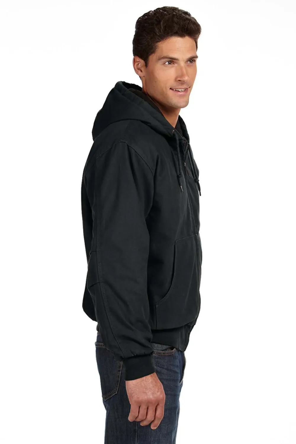 Dri Duck Mens Cheyenne Full Zip Hooded Sweatshirt Hoodie w/ Pockets - Black