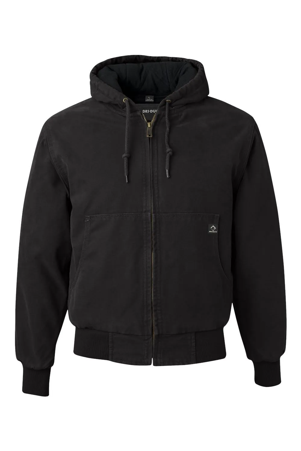 Dri Duck Mens Cheyenne Full Zip Hooded Sweatshirt Hoodie w/ Pockets - Black