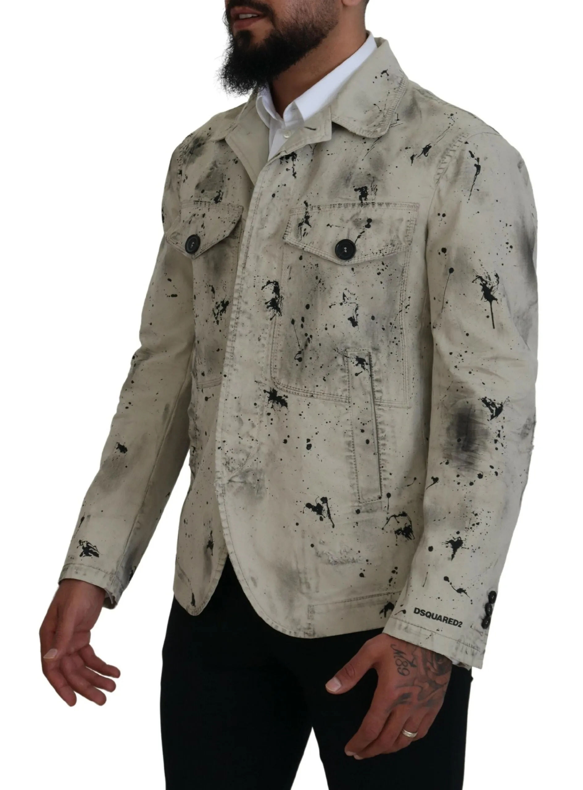 Dsqua² ivory  Splash Print Casual blue Men's Jacket