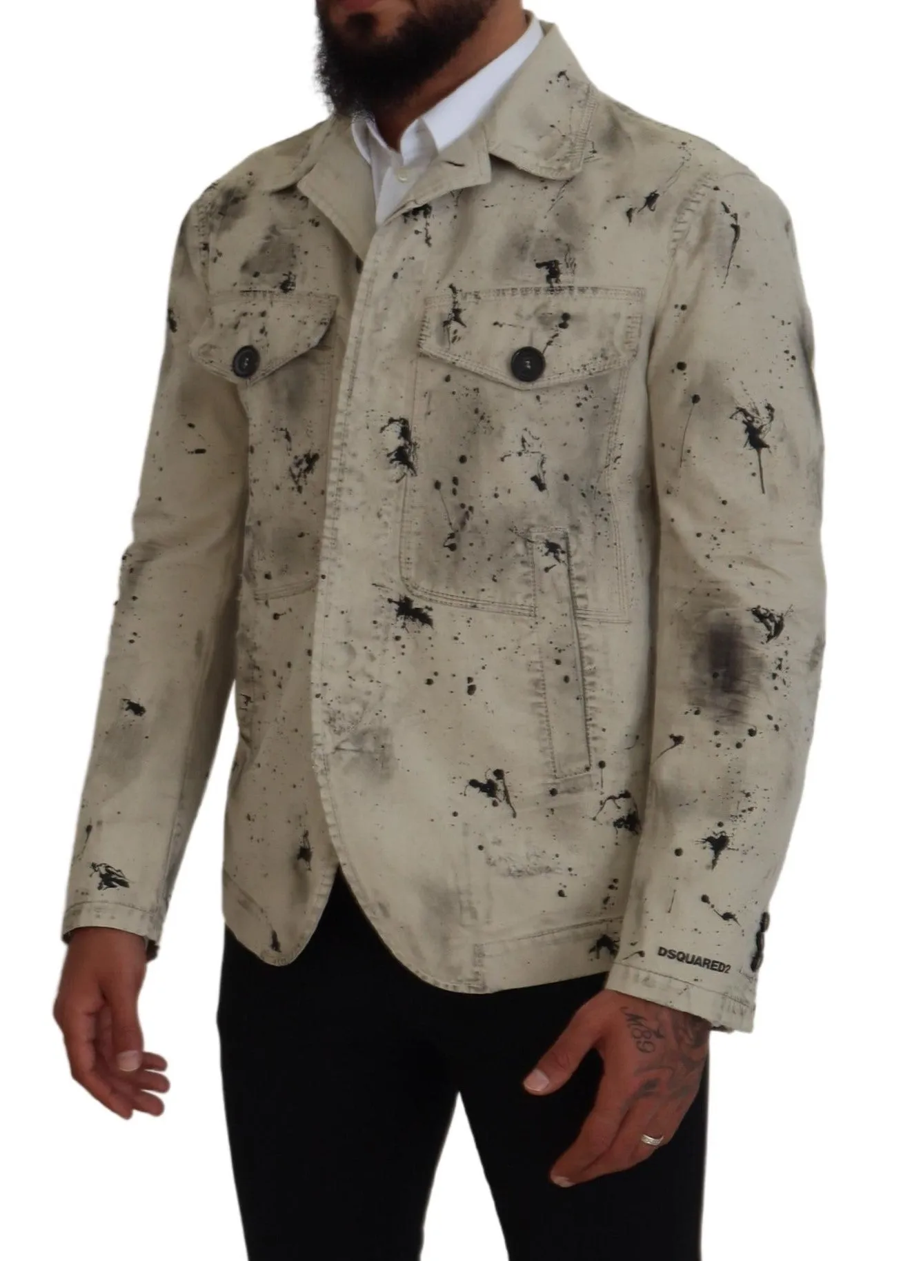 Dsqua² ivory  Splash Print Casual blue Men's Jacket