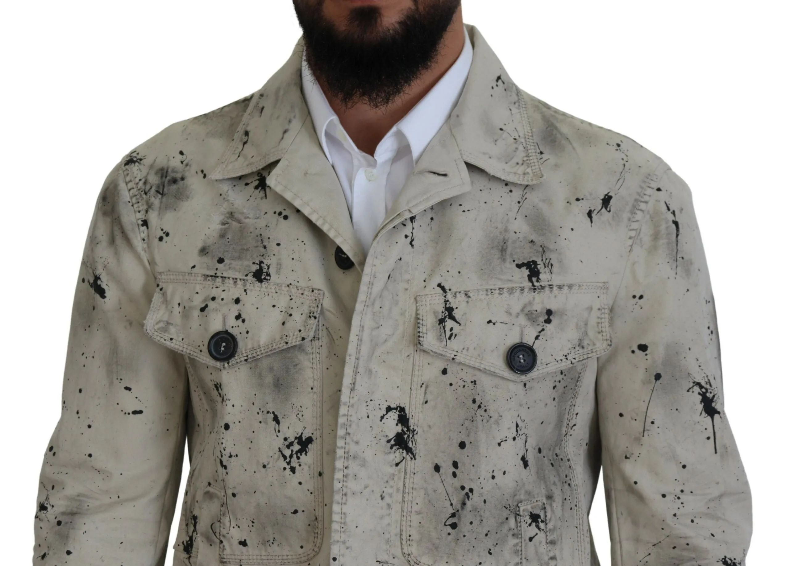 Dsqua² ivory  Splash Print Casual blue Men's Jacket