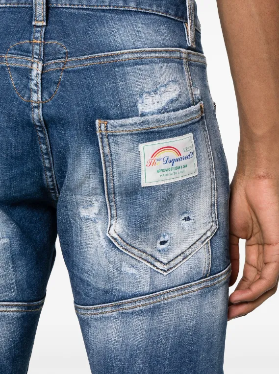 Dsquared2 medium mended rips wash skater jeans