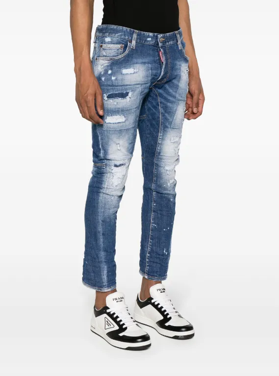Dsquared2 medium mended rips wash skater jeans