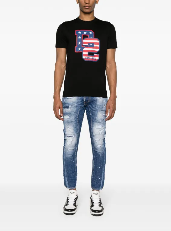 Dsquared2 medium mended rips wash skater jeans