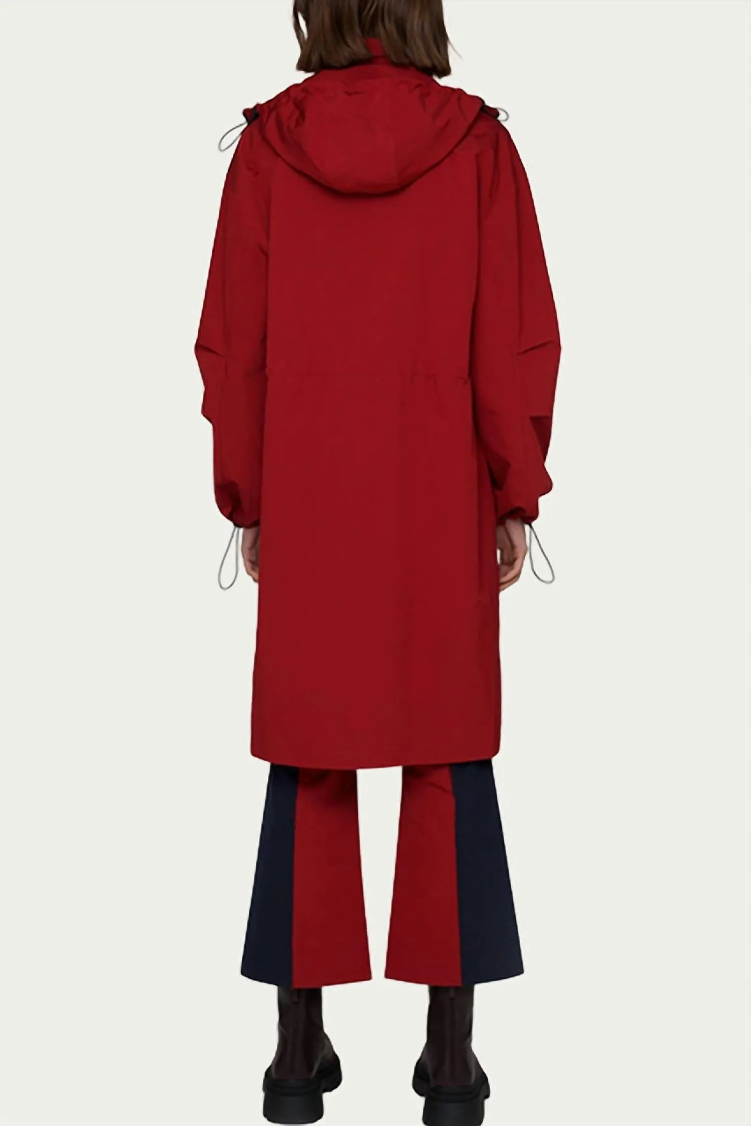 Edith Hooded Layered Shell Parka In Wine