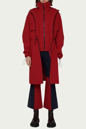 Edith Hooded Layered Shell Parka In Wine