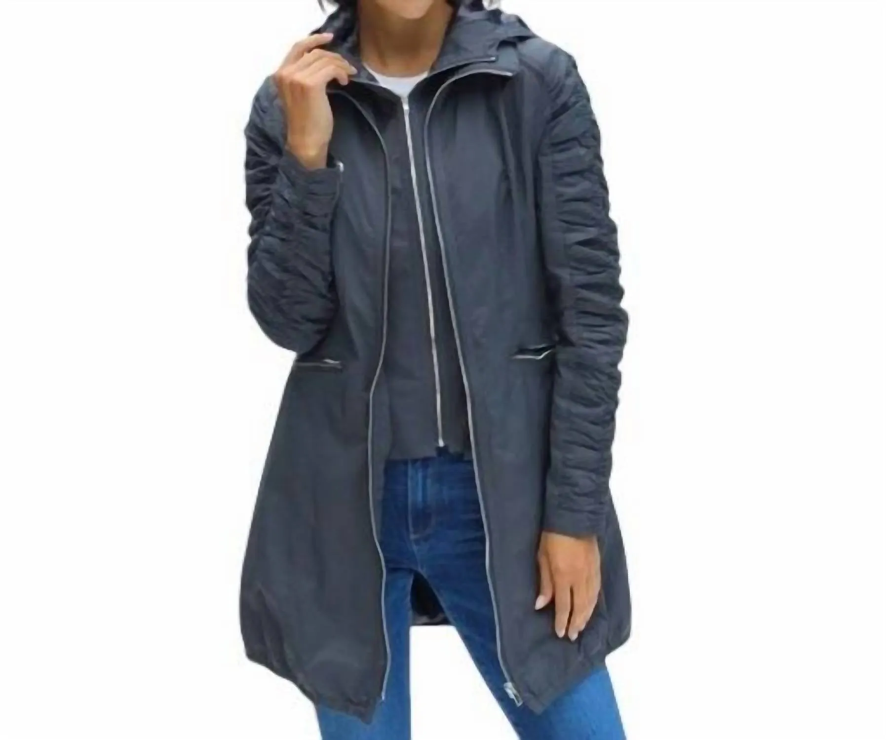 Elena Full Length Jacket In Charcoal