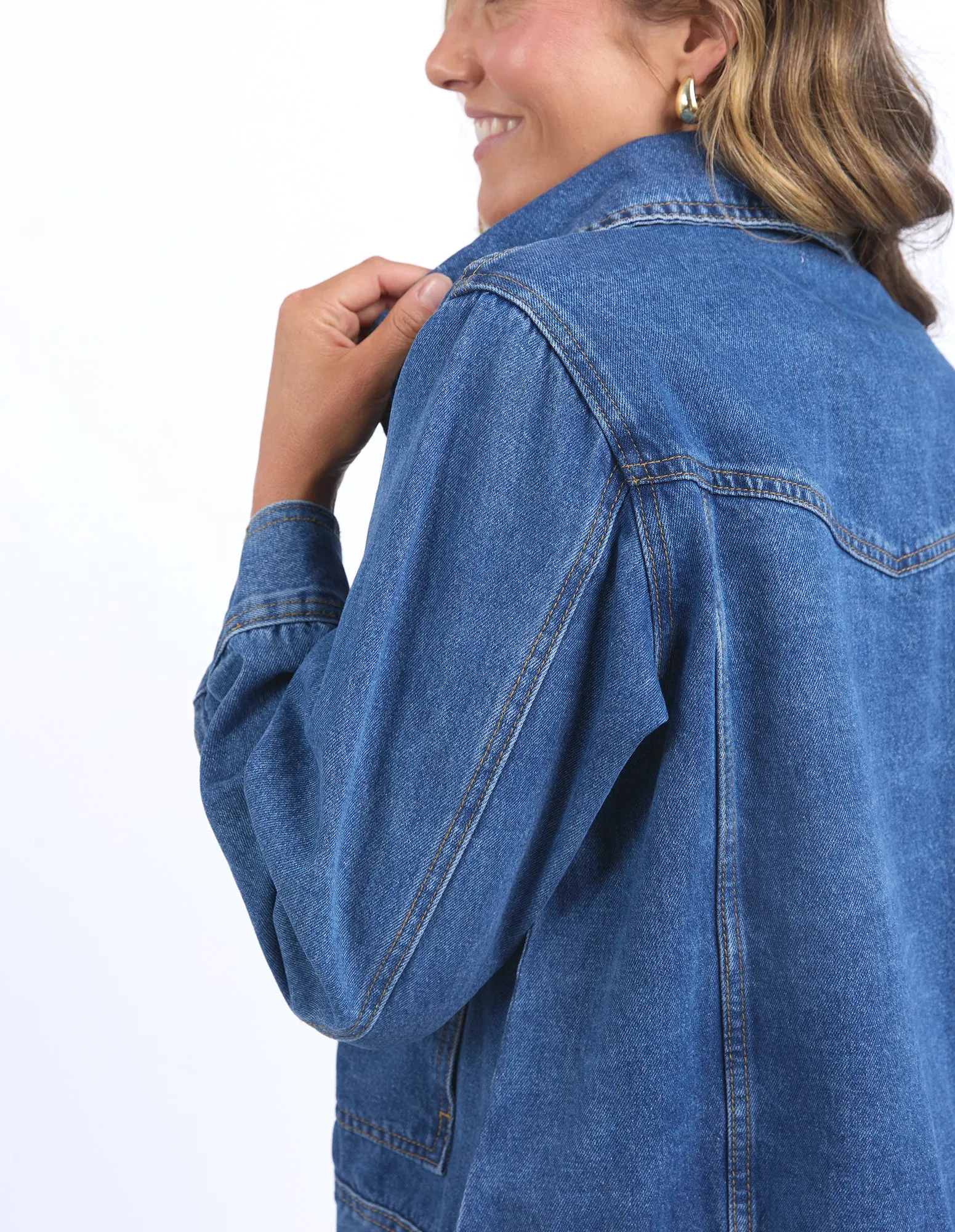 Elm Hunter Denim Jacket Mid Blue Wash