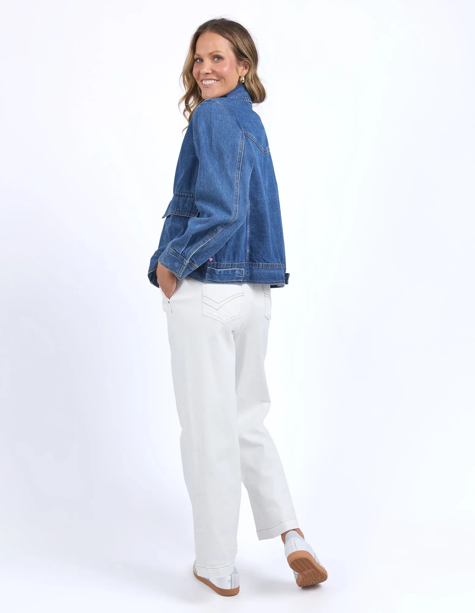 Elm Hunter Denim Jacket Mid Blue Wash