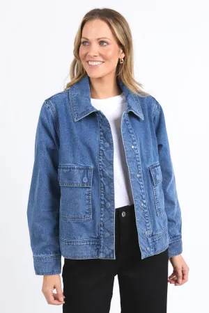 Elm Hunter Denim Jacket Mid Blue Wash