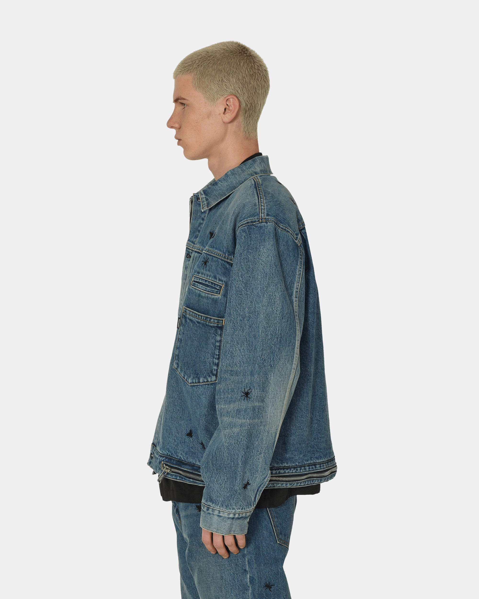 Embroidered Denim Jacket Light Blue Indigo