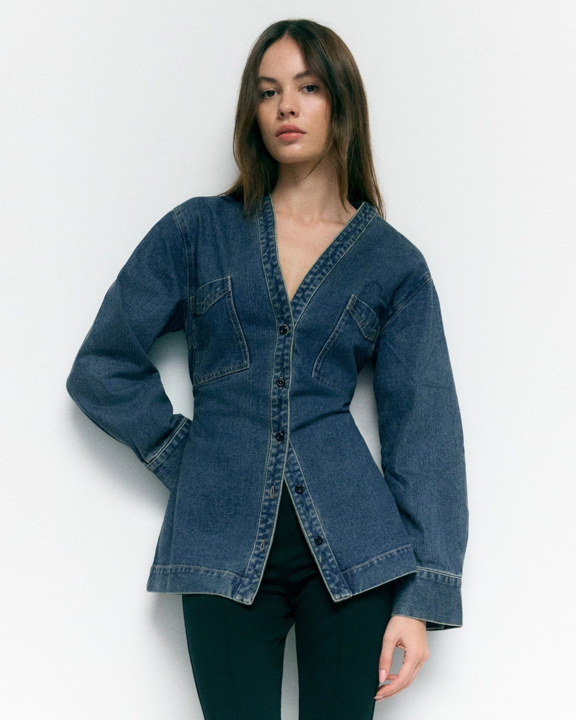 Emmett Structured-Sleeve Denim Jacket
