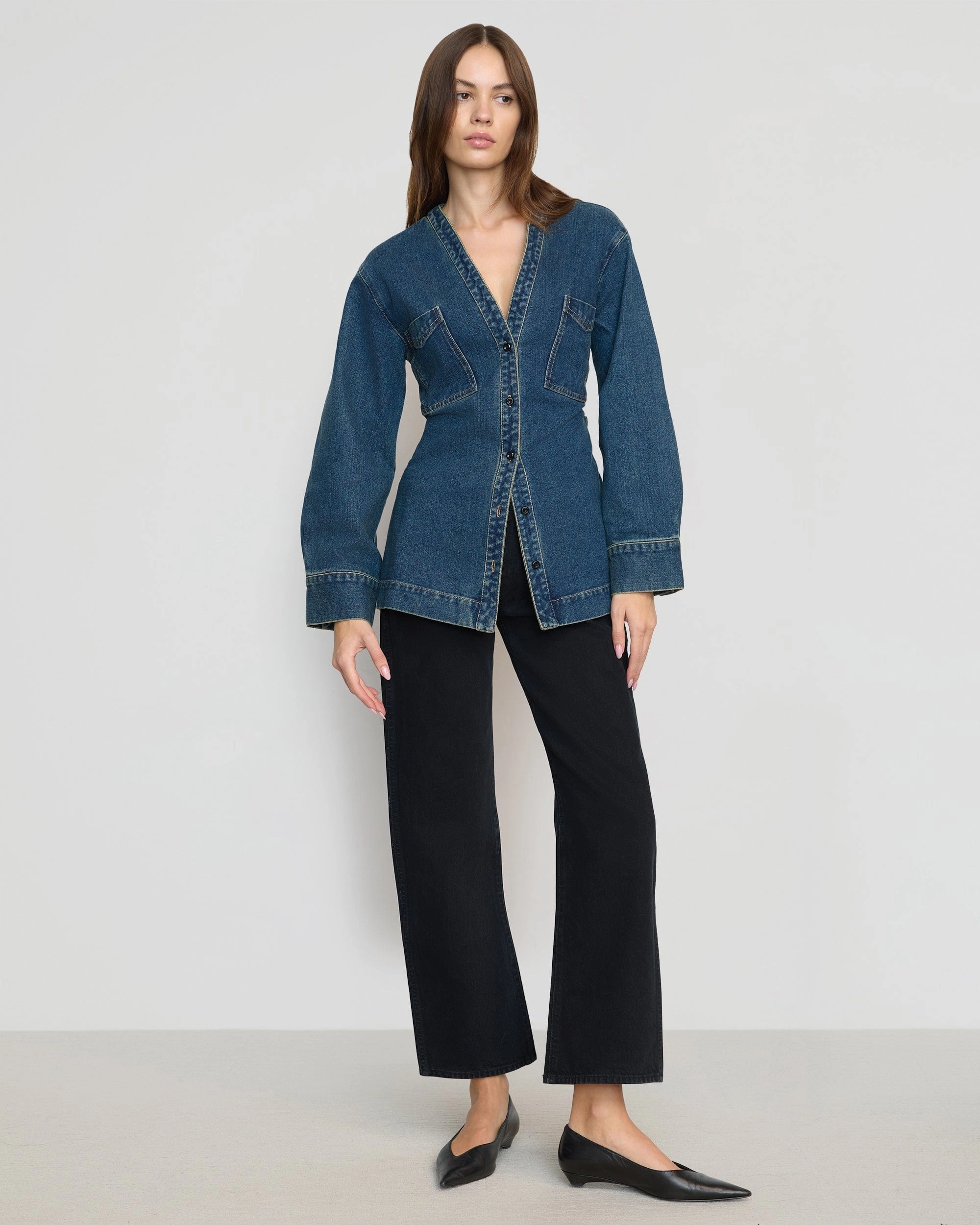 Emmett Structured-Sleeve Denim Jacket
