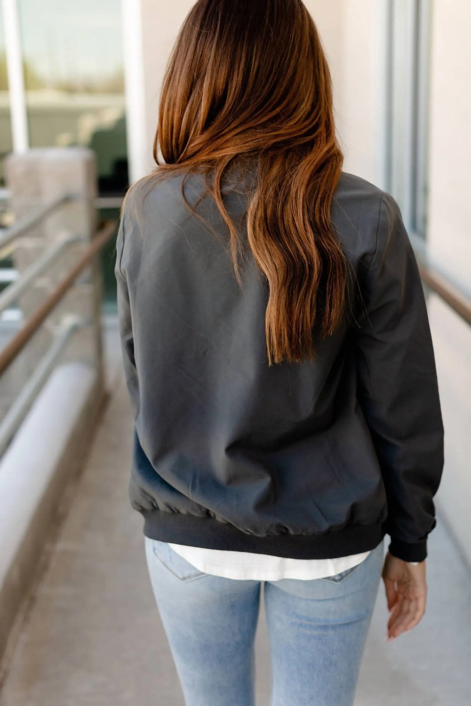 Essential Bomber Jacket In Charcoal