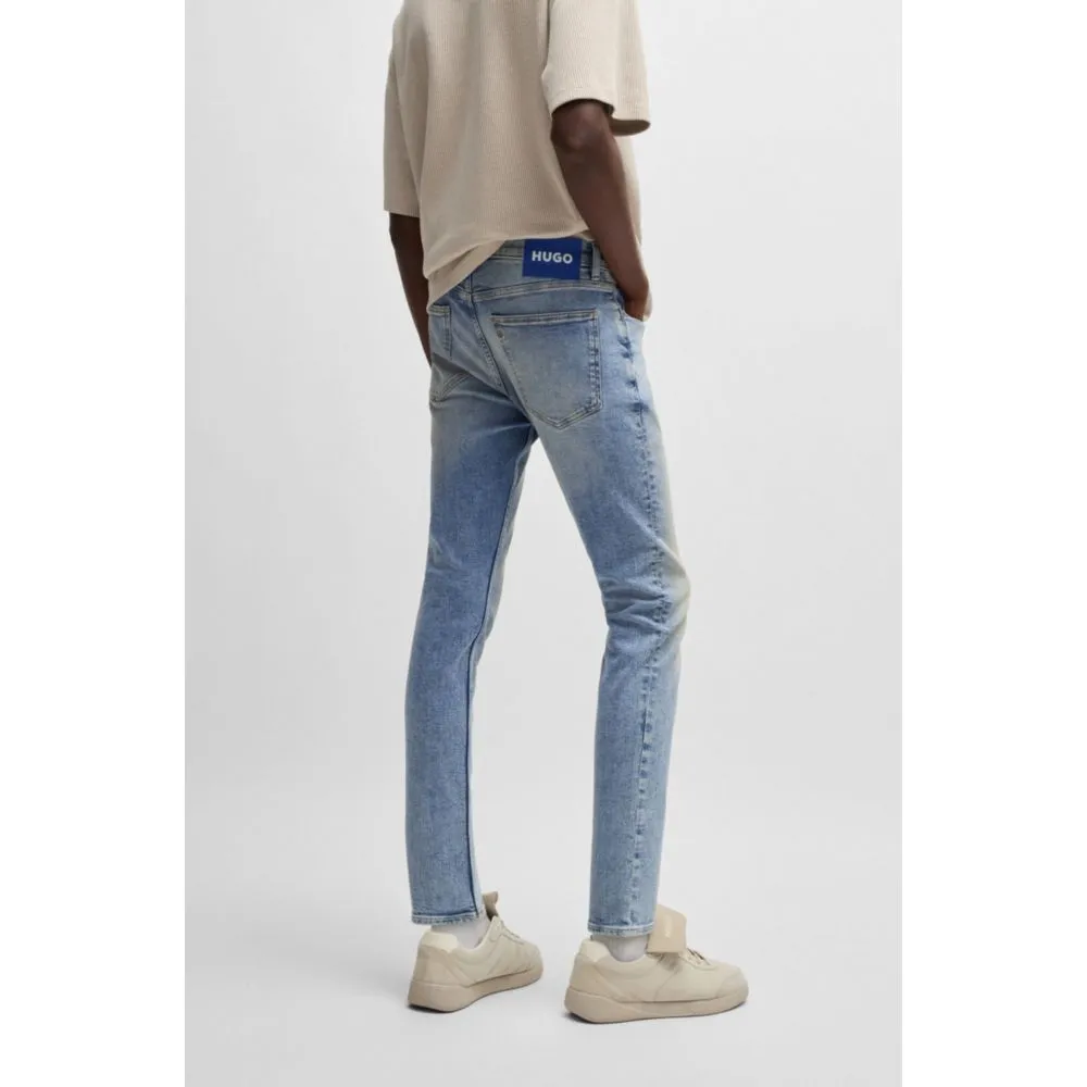 Extra-slim-fit jeans in stonewashed blue stretch denim