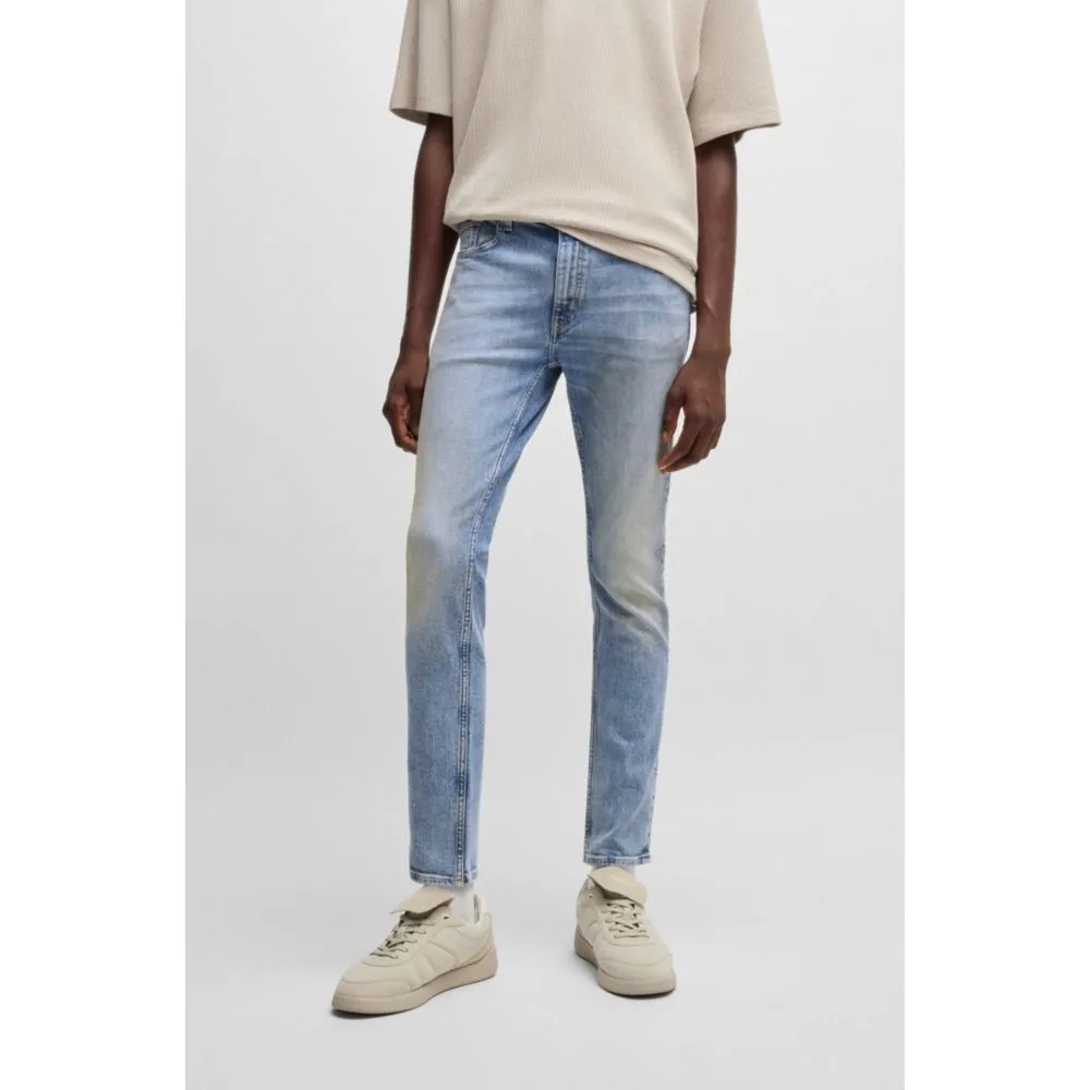 Extra-slim-fit jeans in stonewashed blue stretch denim