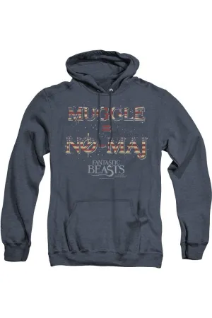 Fantastic Beasts Uk Us No Maj Adult Heather Hoodie / Hooded Sweatshirt