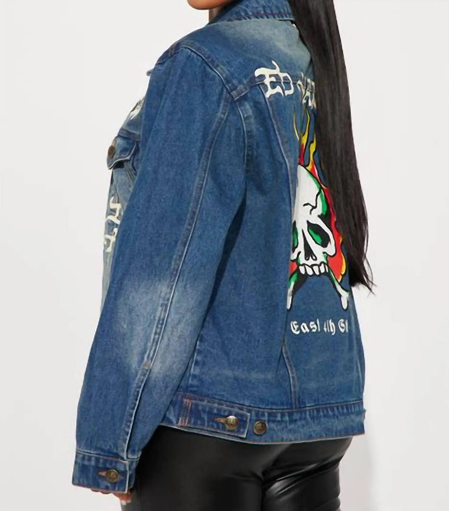 Flame Skull Denim Jacket