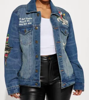 Flame Skull Denim Jacket
