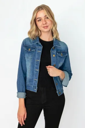 Forget Me Not Cropped Dark Denim Jacket