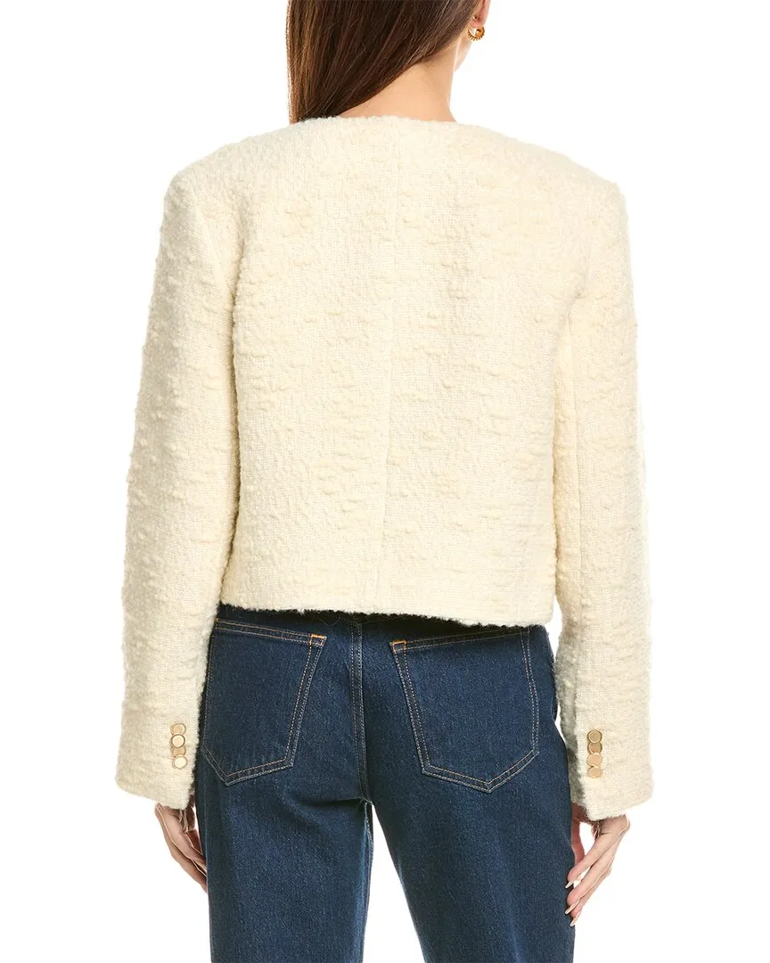 FRAME Denim Cropped Button Front Wool-Blend Jacket
