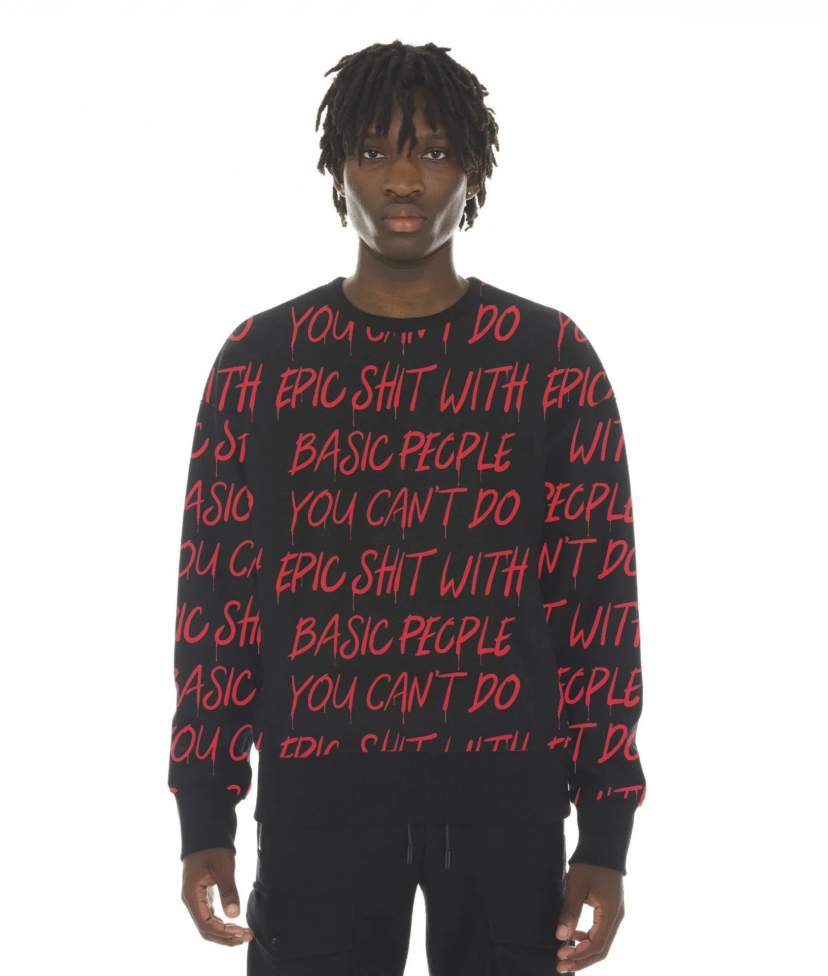 French Terry Crewneck Sweatshirt "Cant Do Epic Shit"Â In Black