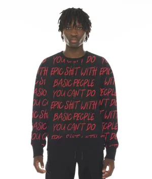 French Terry Crewneck Sweatshirt "Cant Do Epic Shit"Â In Black