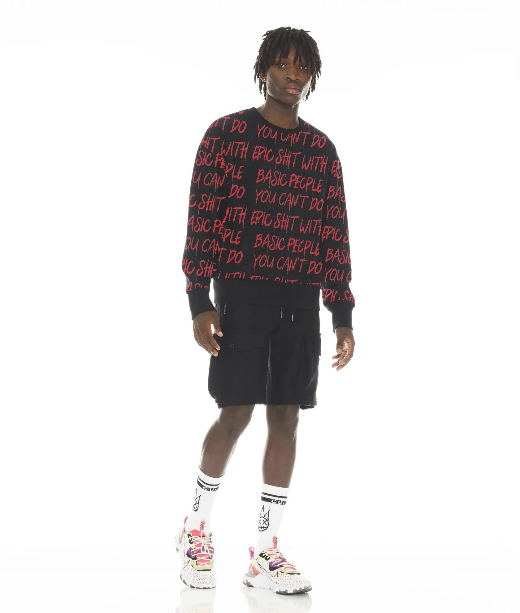 French Terry Crewneck Sweatshirt "Cant Do Epic Shit"Â In Black