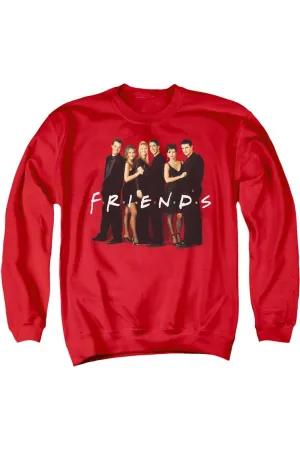 Friends Cast In Black Adult Crewneck Sweatshirt
