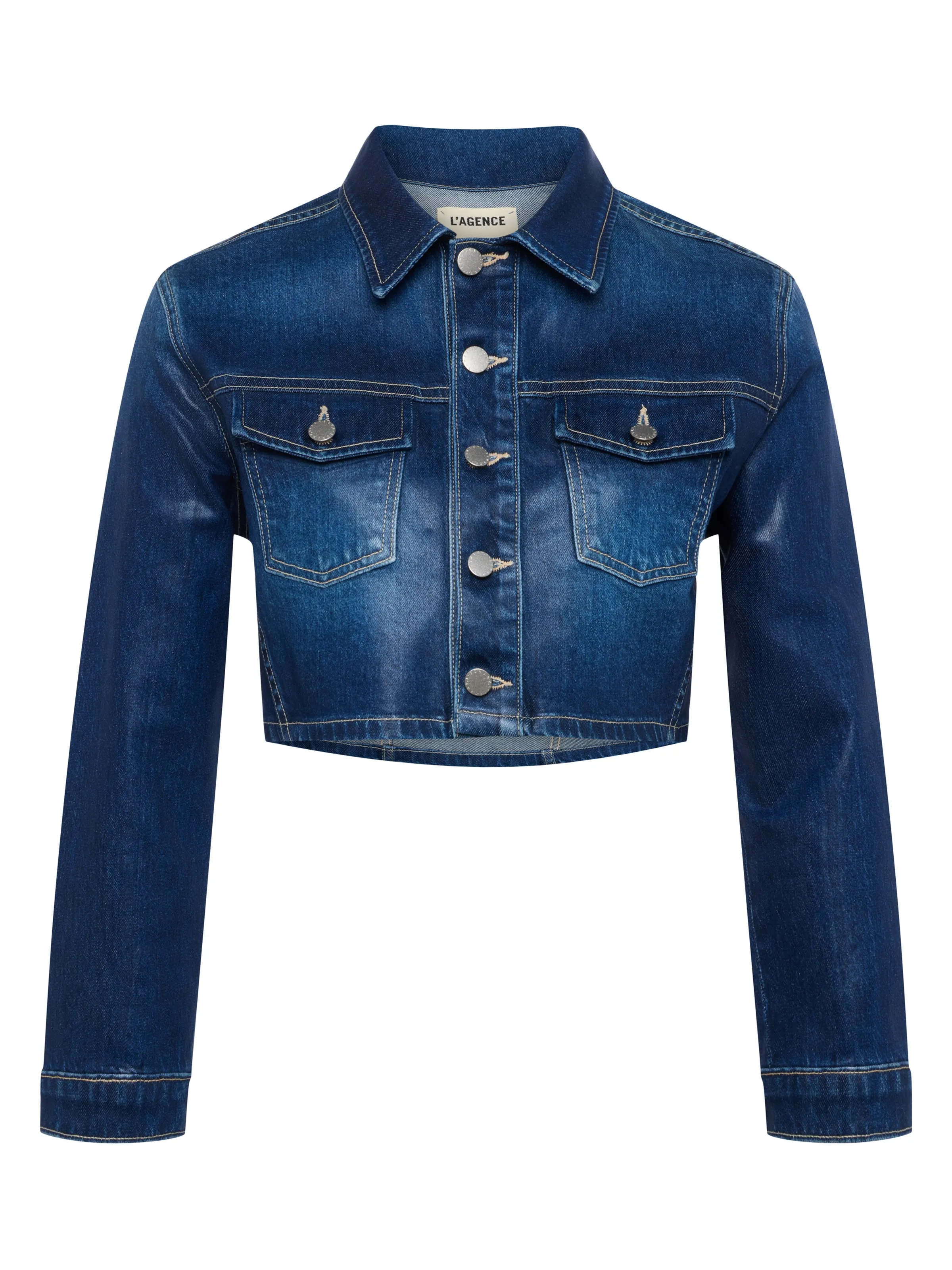 Genevie Coated Cropped Denim Jacket