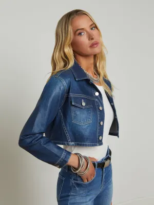 Genevie Coated Cropped Denim Jacket