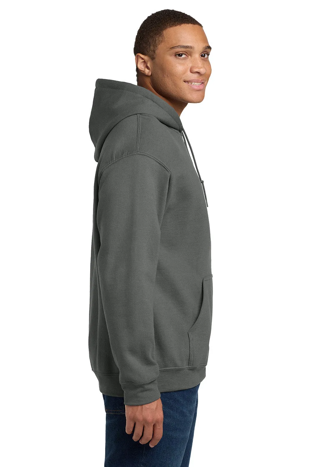 Gildan Mens Pill Resistant Hooded Sweatshirt Hoodie w/ Pouch Pocket - Charcoal Grey