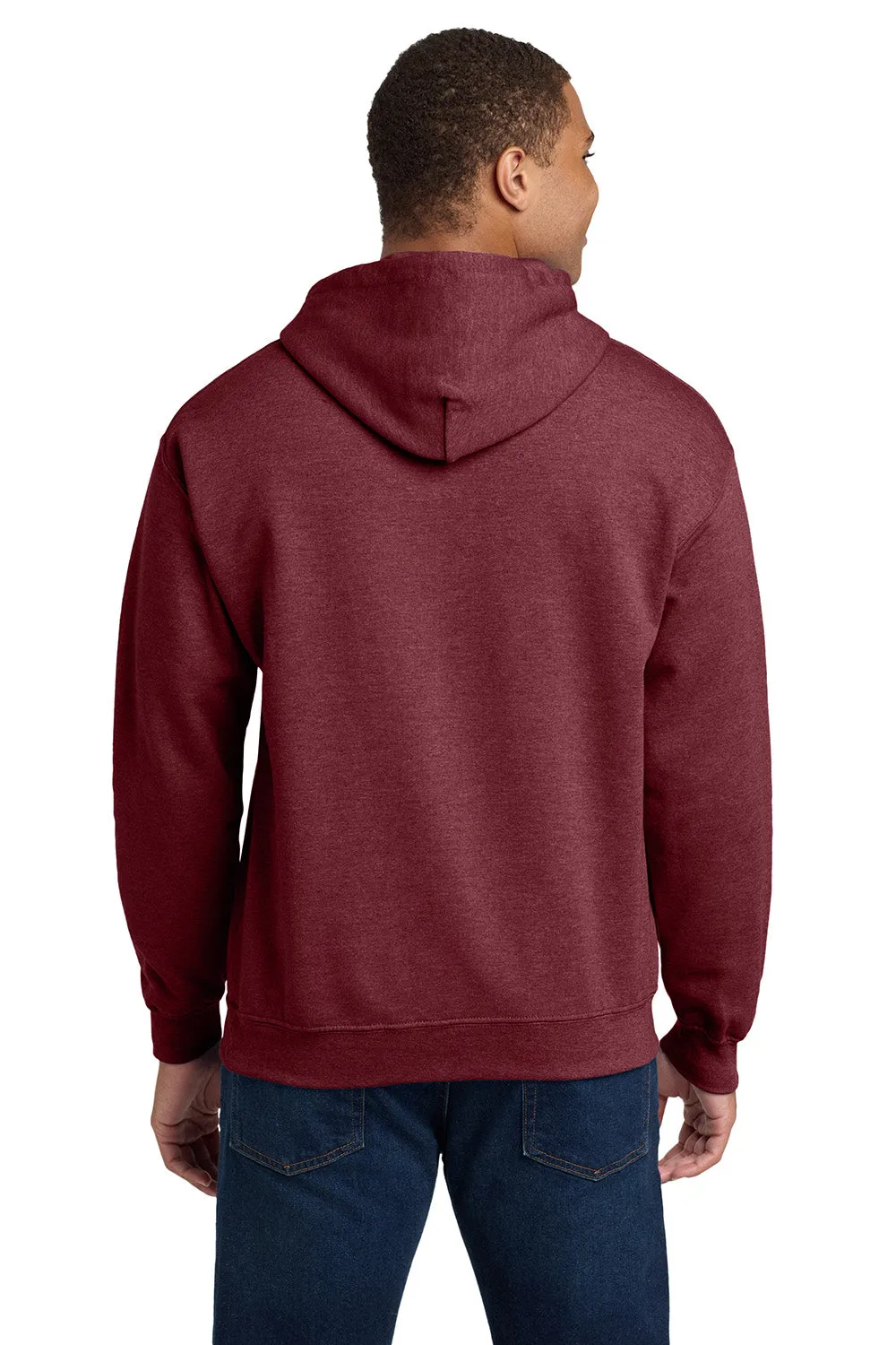 Gildan Mens Pill Resistant Hooded Sweatshirt Hoodie w/ Pouch Pocket - Heather Dark Maroon