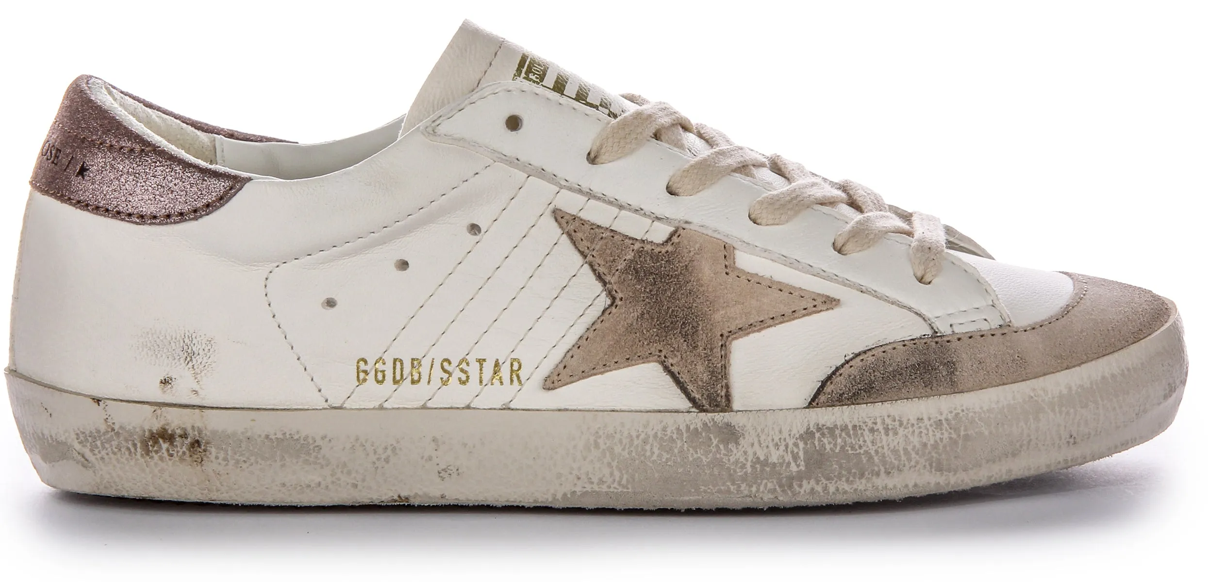 Golden Goose Super Star Pens In White Beige For Women Shoes Golden Goose