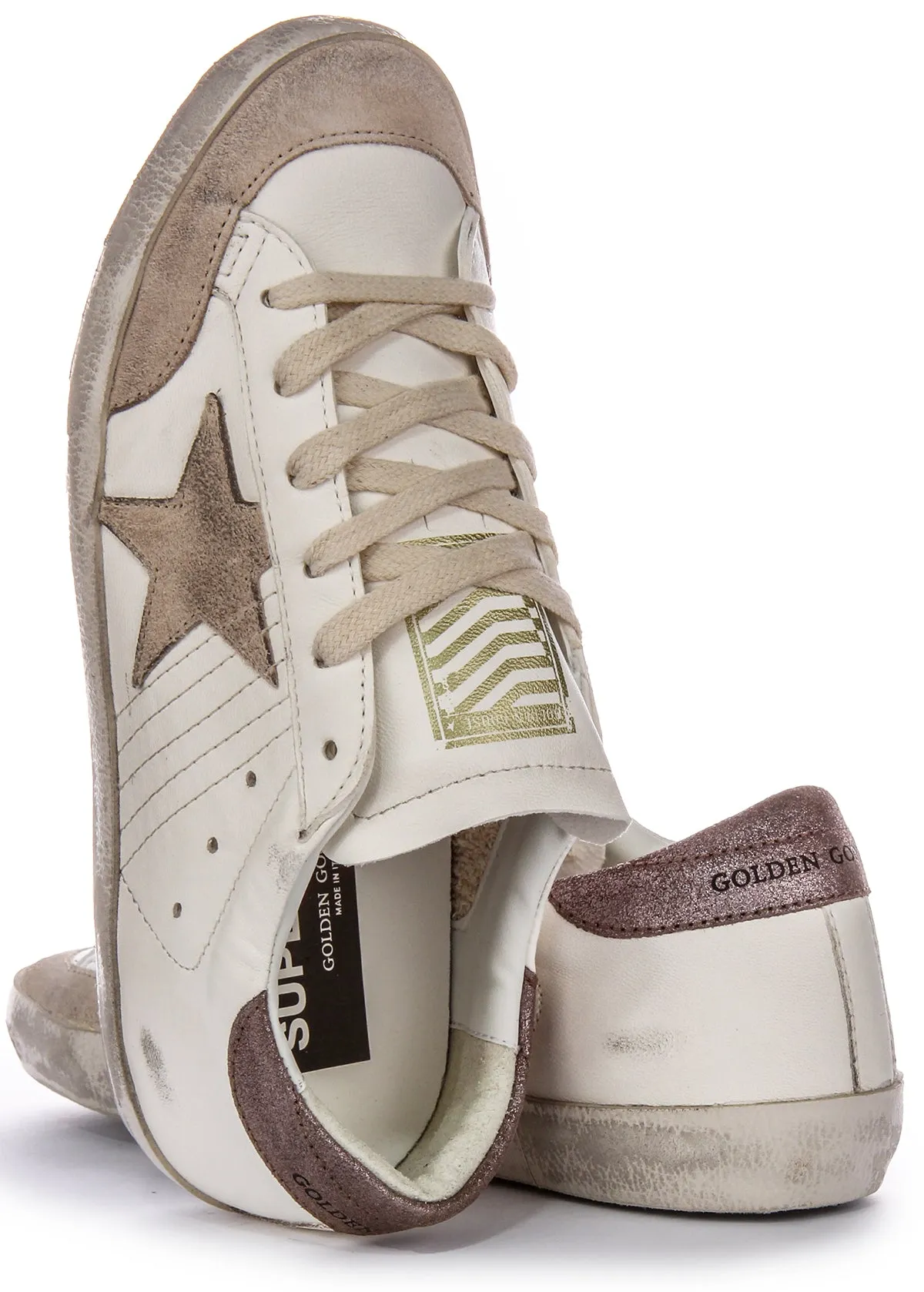 Golden Goose Super Star Pens In White Beige For Women Shoes Golden Goose