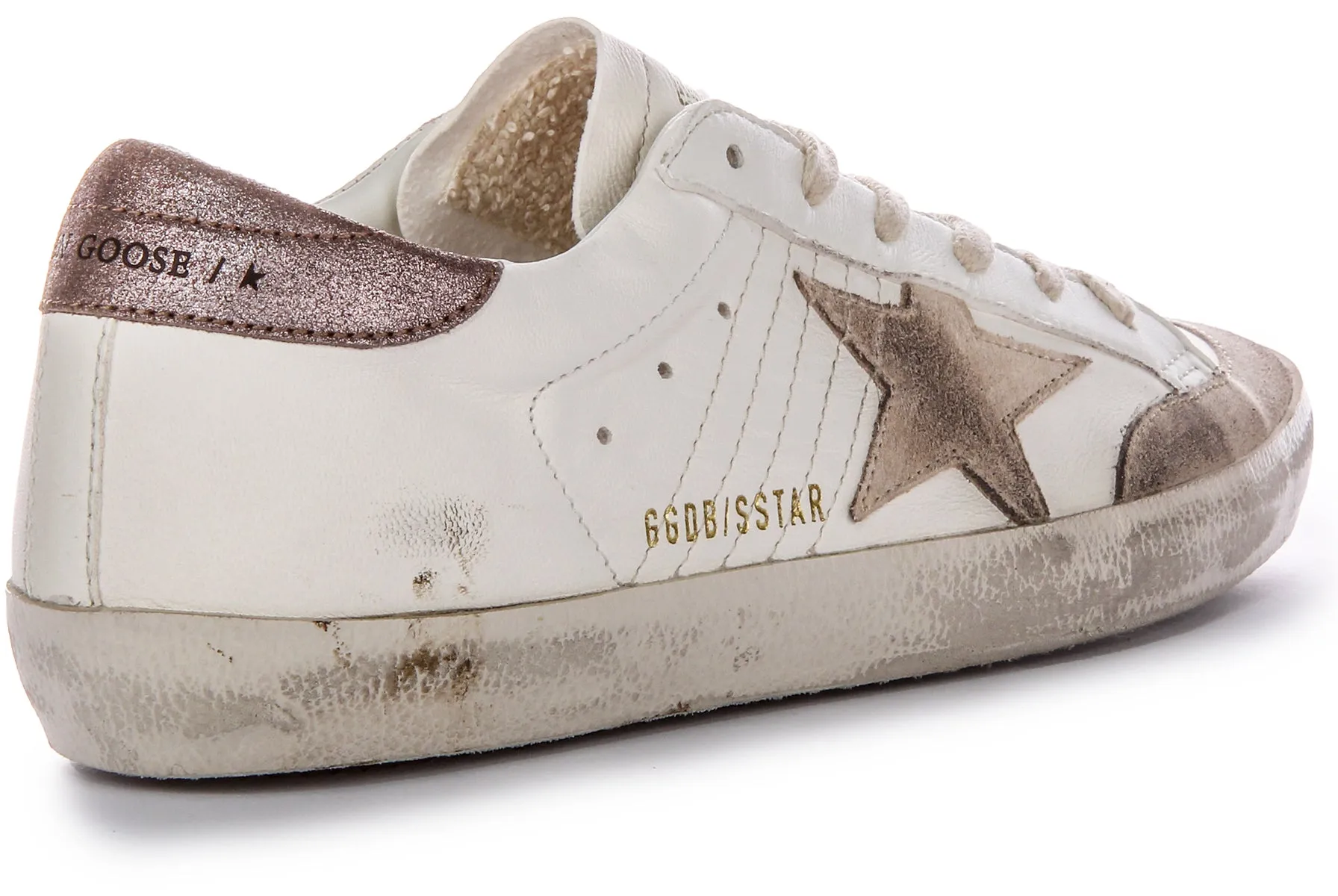 Golden Goose Super Star Pens In White Beige For Women Shoes Golden Goose