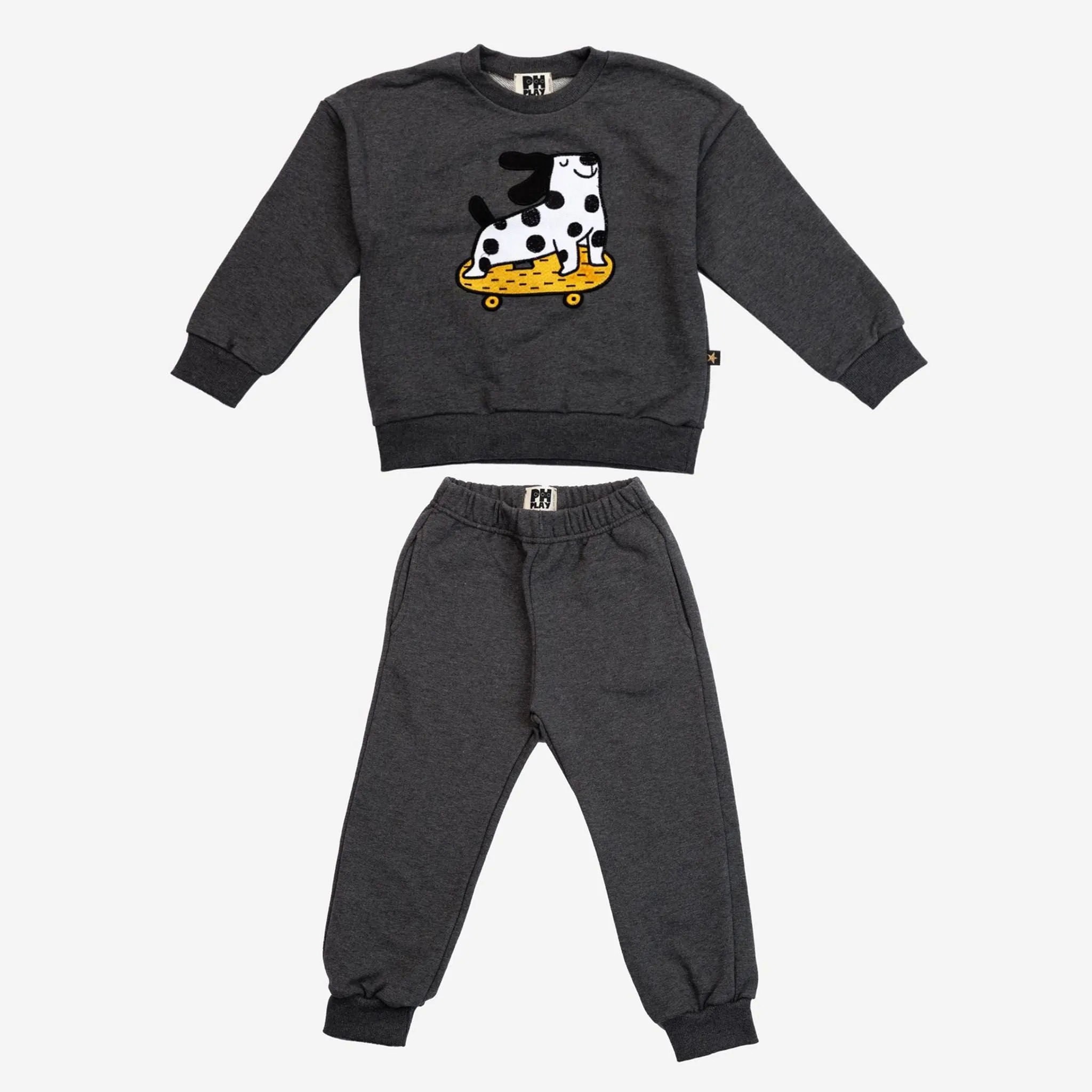 >Petite Hailey Kids Winston Dog Sweatshirts Set - Charcoal