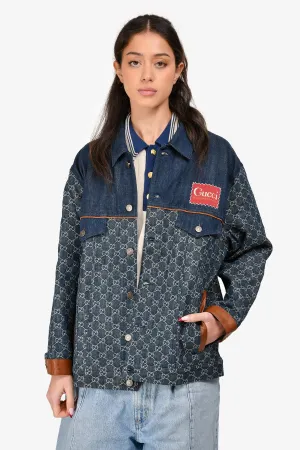 Gucci Blue Denim GG Supreme Logo Jacket Size 48
