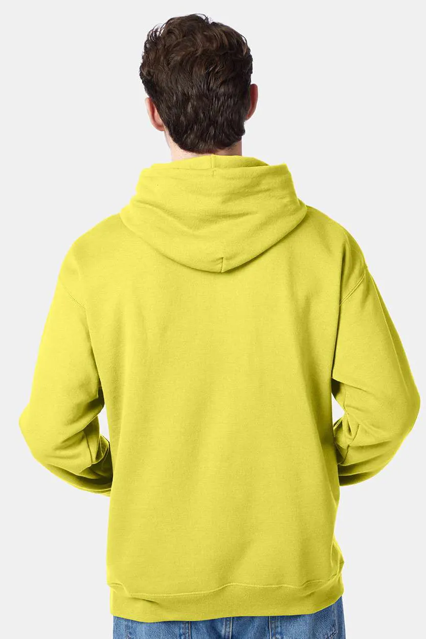 Hanes Mens EcoSmart Print Pro XP Pill Resistant Hooded Sweatshirt Hoodie w/ Pouch Pocket - Yellow