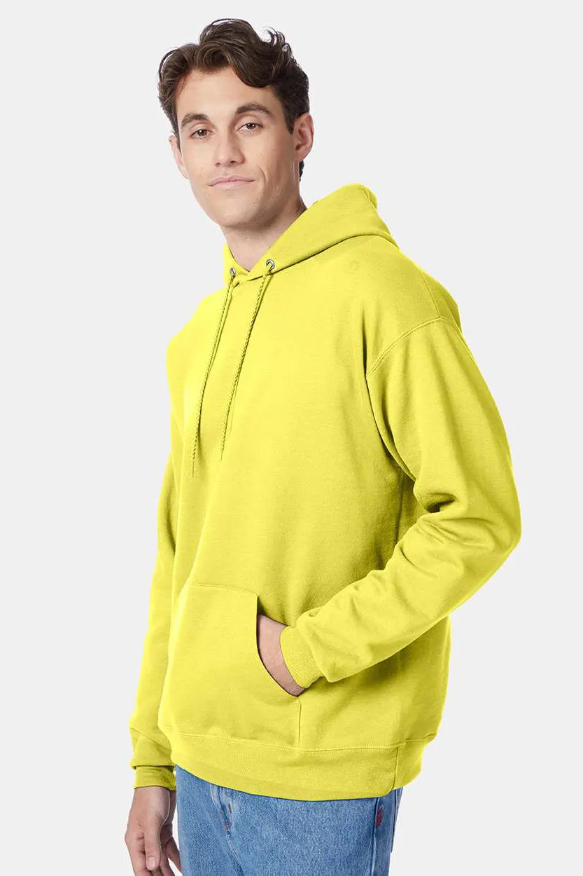 Hanes Mens EcoSmart Print Pro XP Pill Resistant Hooded Sweatshirt Hoodie w/ Pouch Pocket - Yellow
