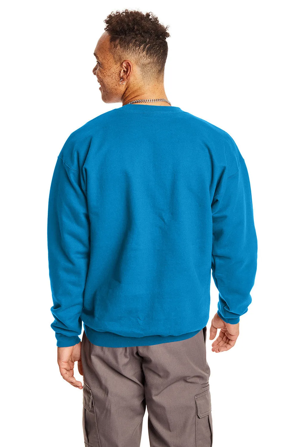 Hanes Mens Ultimate Cotton PrintPro XP Pill Resistant Crewneck Sweatshirt - Teal Blue