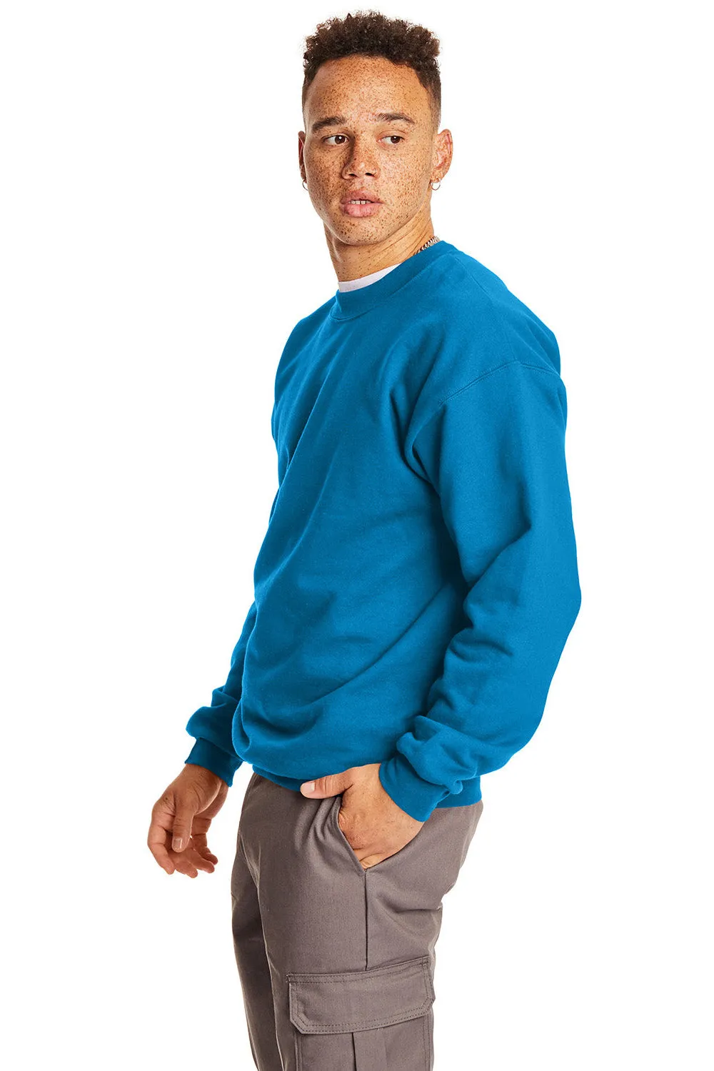 Hanes Mens Ultimate Cotton PrintPro XP Pill Resistant Crewneck Sweatshirt - Teal Blue