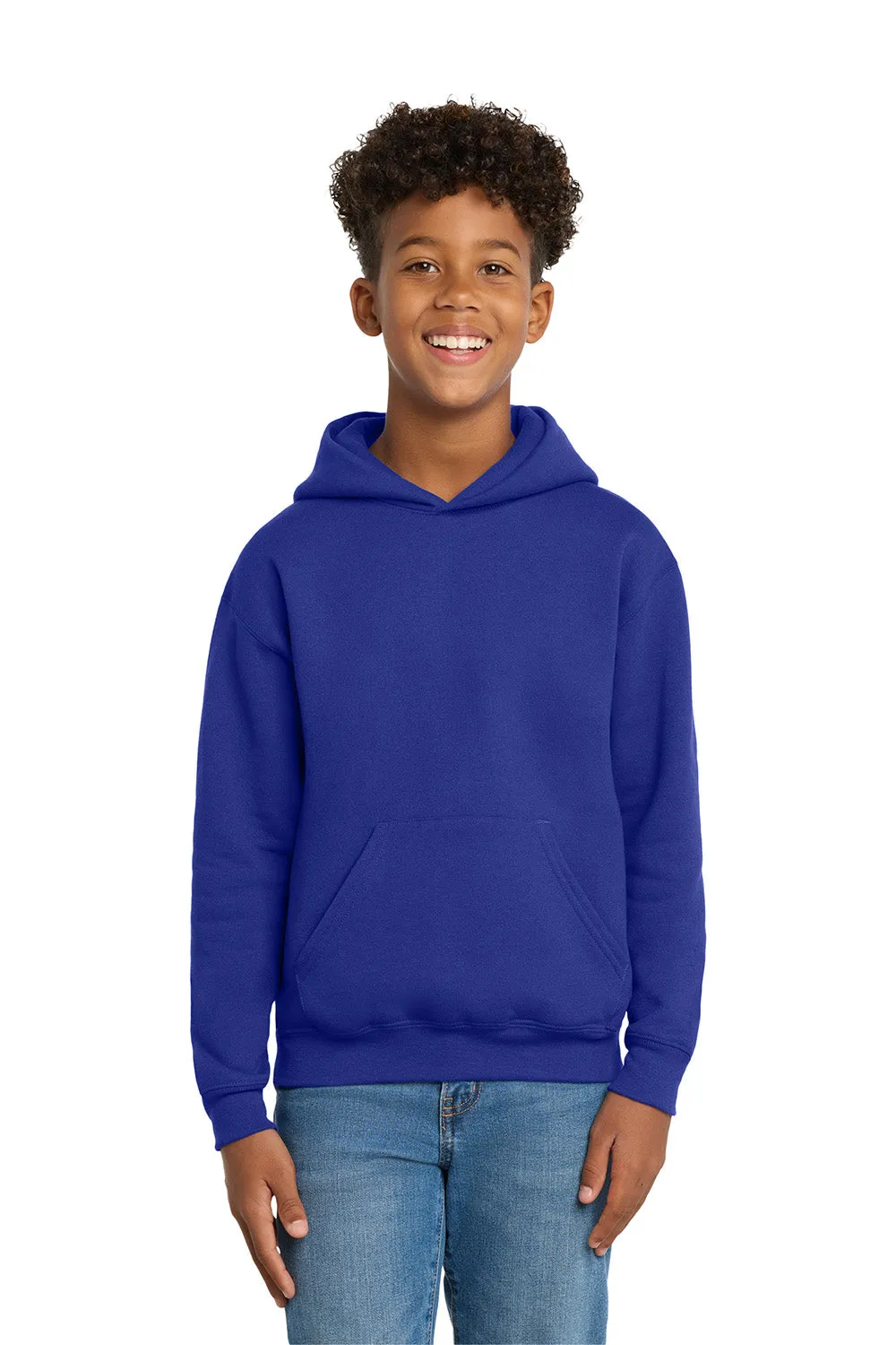 Hanes Youth EcoSmart Print Pro XP Pill Resistant Hooded Sweatshirt Hoodie w/ Pouch Pocket - Deep Royal Blue