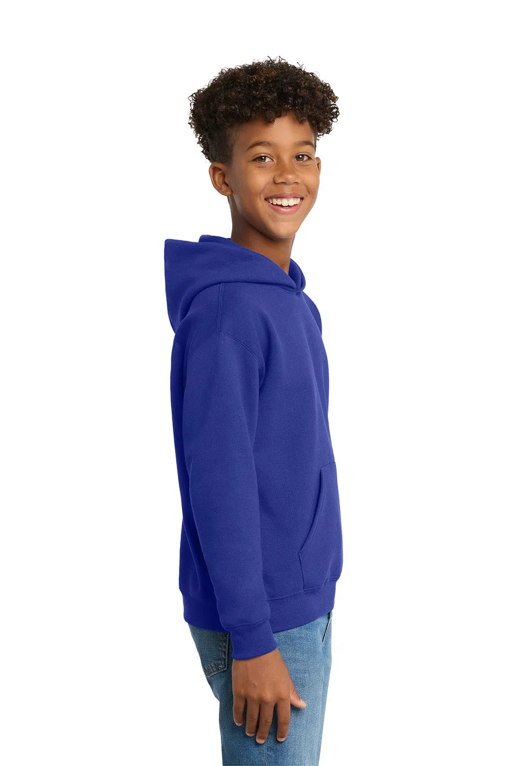 Hanes Youth EcoSmart Print Pro XP Pill Resistant Hooded Sweatshirt Hoodie w/ Pouch Pocket - Deep Royal Blue