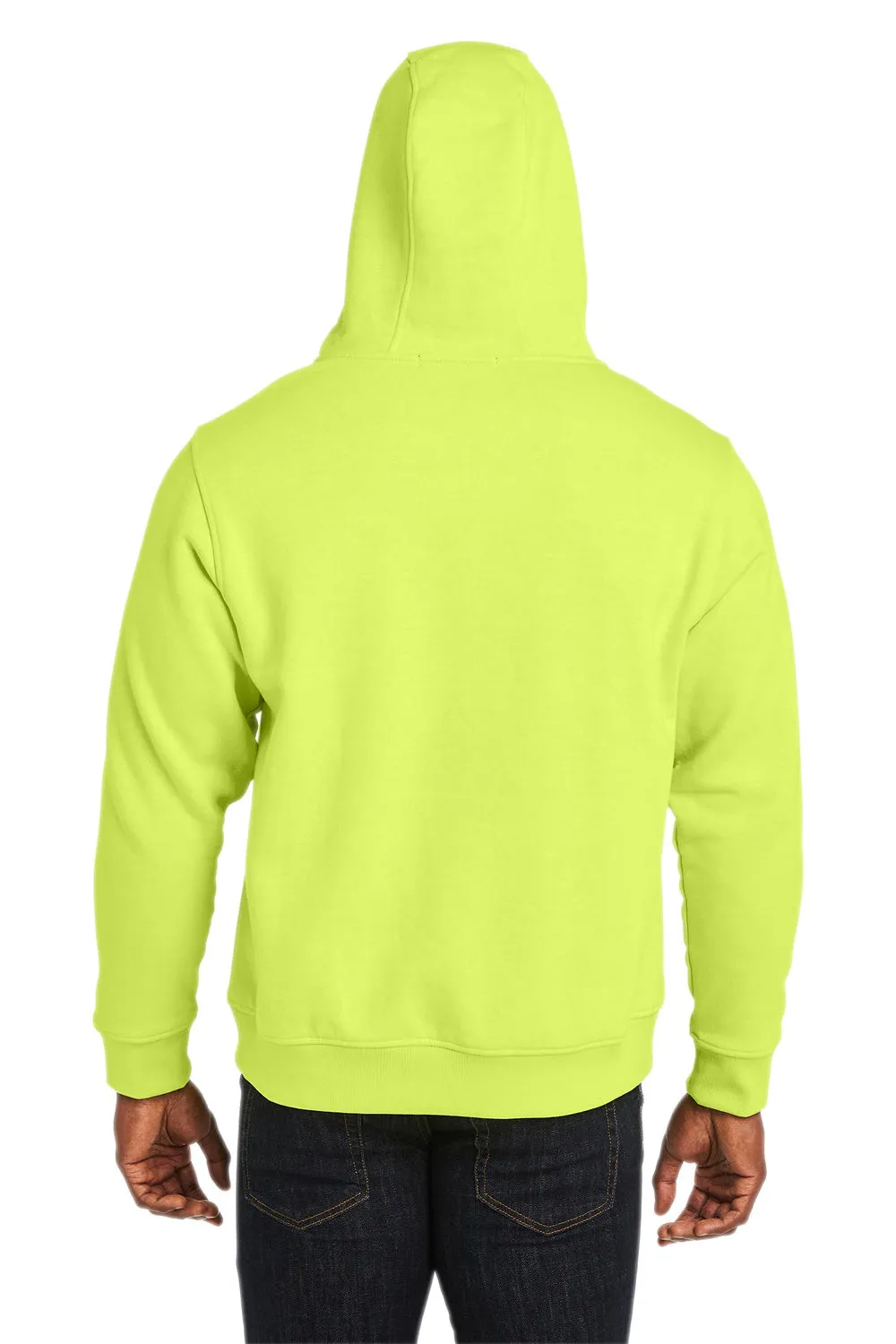 Harriton Mens Climabloc Water Resistant Full Zip Hooded Sweatshirt Hoodie w/ Pockets - Safety Yellow