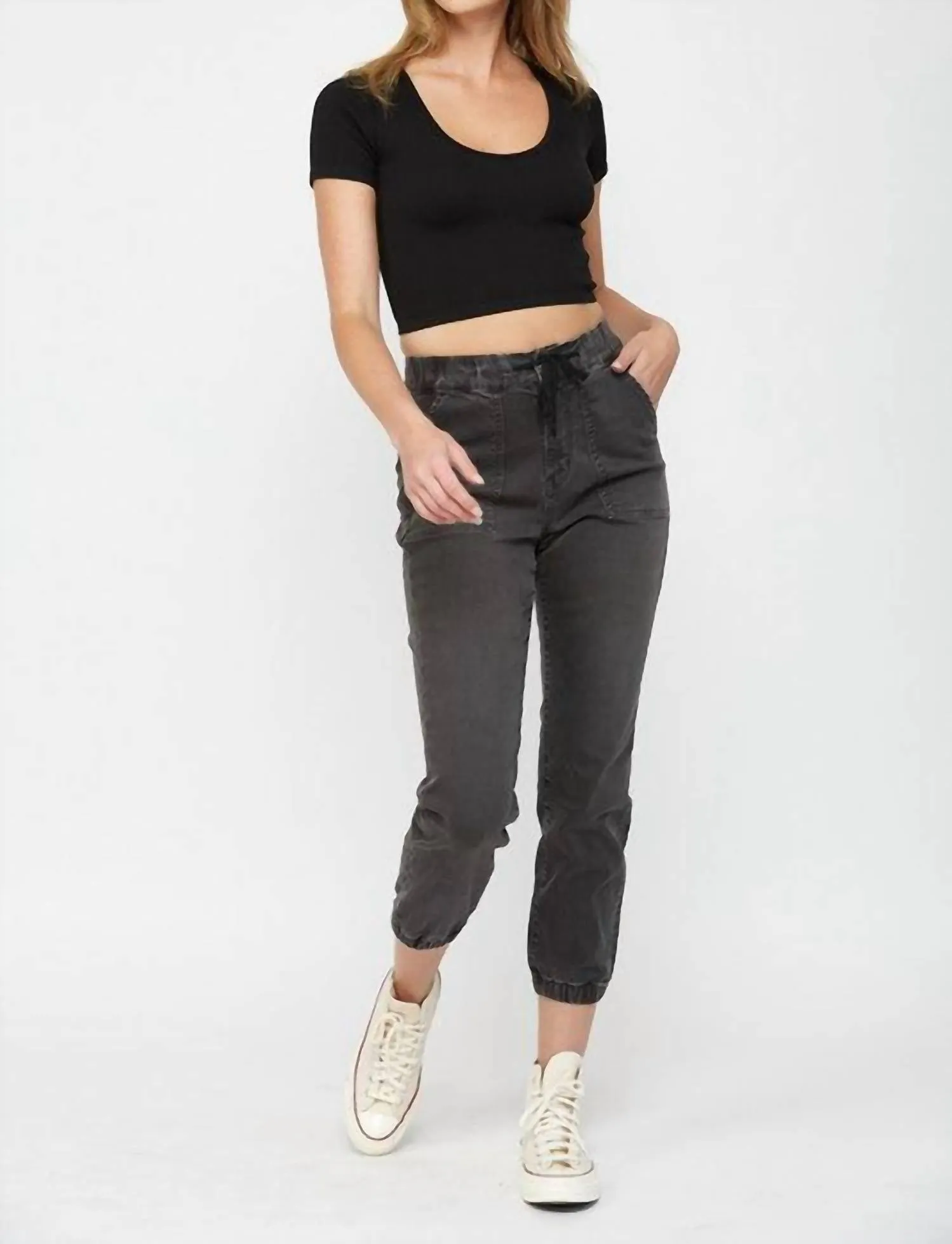 High Rise Jogger Crop Jean In Pickle